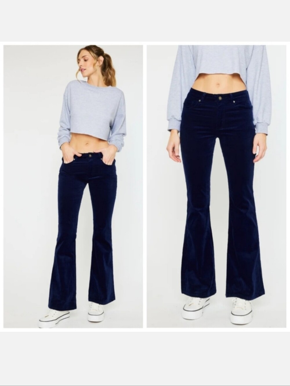 KanCan Navy Corduroy Flare Pants